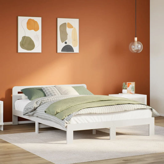 Letto senza Materasso Bianco 135x190 cm Legno Massello di Pino | homemem39