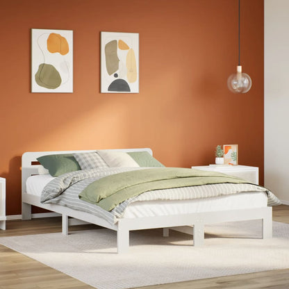 Letto senza Materasso Bianco 135x190 cm Legno Massello di Pino - homemem39