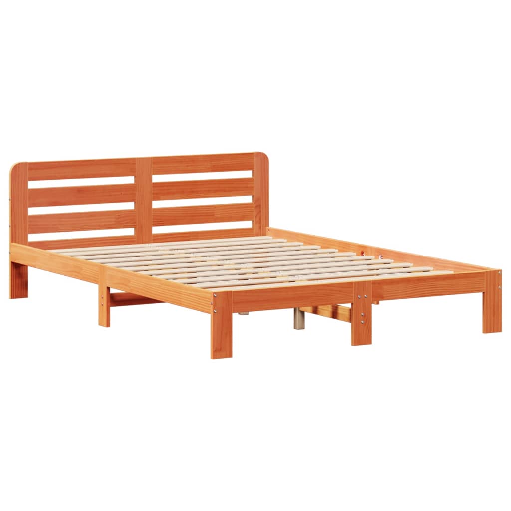 Letto senza Materasso Marrone Cera 135x190 cm in Legno di Pino | homemem39