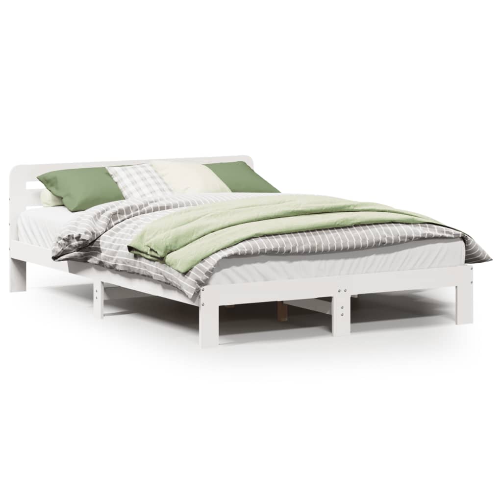 Letto senza Materasso Bianco 140x190 cm Legno Massello di Pino - homemem39