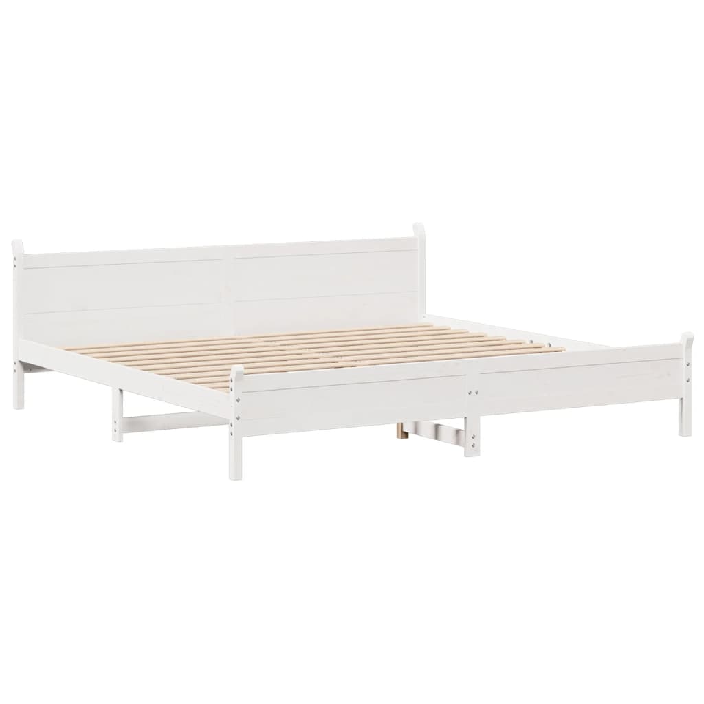 Letto senza Materasso Bianco 180x200 cm Legno Massello di Pino