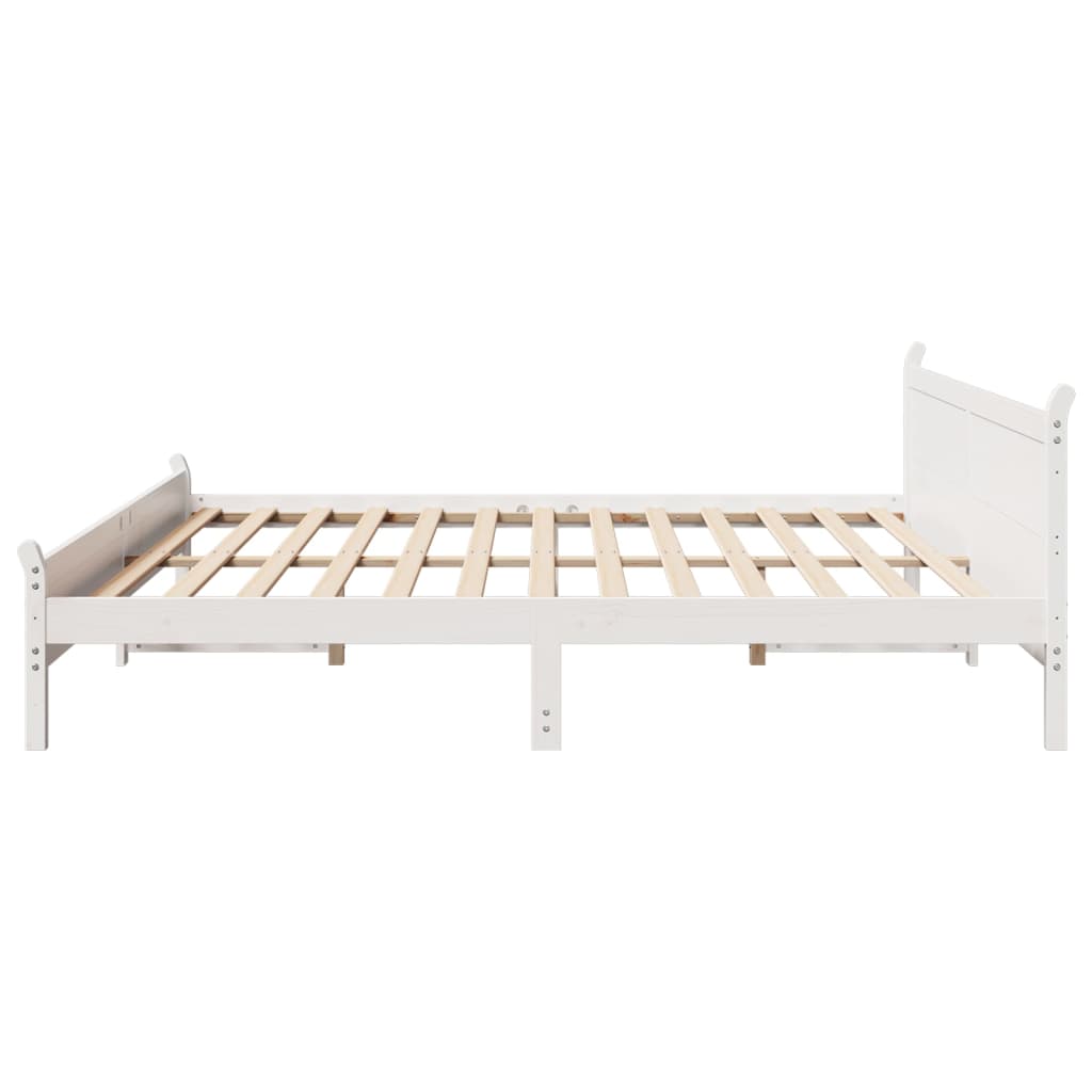 Letto senza Materasso Bianco 180x200 cm Legno Massello di Pino
