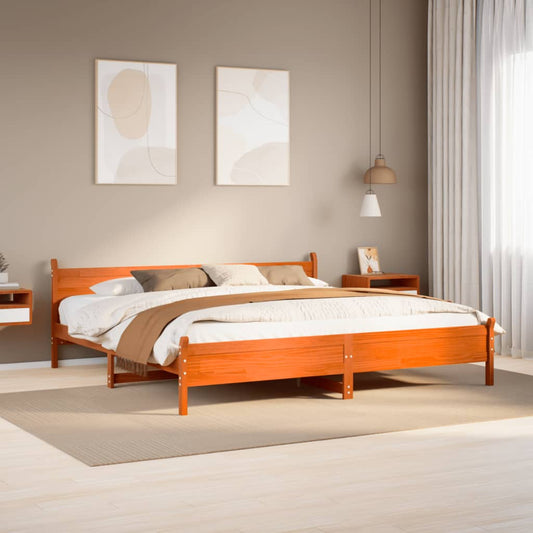 Letto senza Materasso Marrone Cera 180x200 cm in Legno di Pino - homemem39