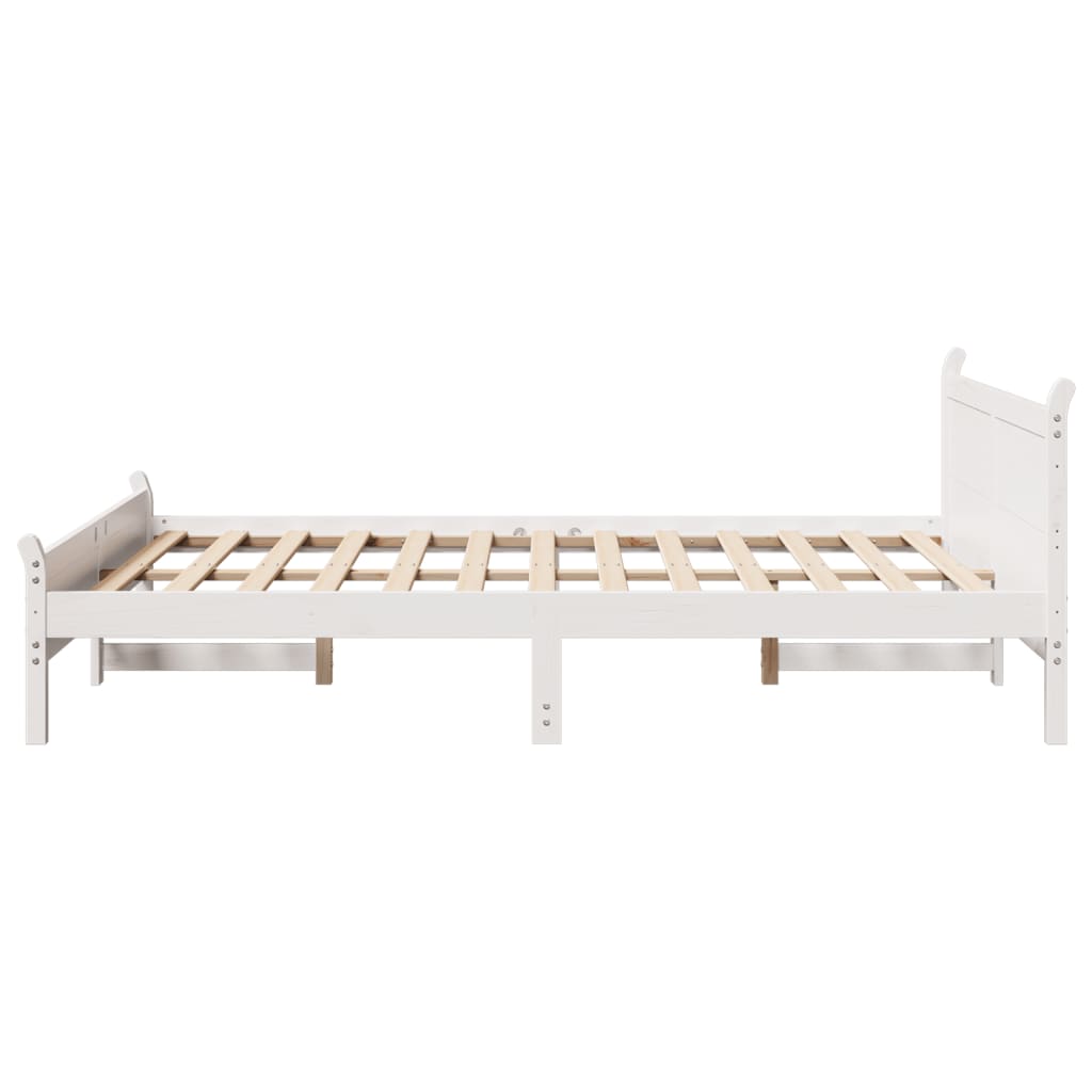 Letto senza Materasso Bianco 160x200 cm Legno Massello di Pino - homemem39