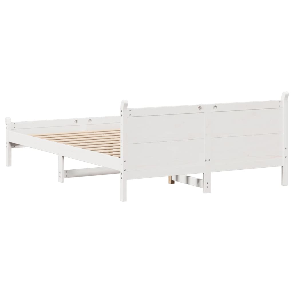 Letto senza Materasso Bianco 160x200 cm Legno Massello di Pino - homemem39