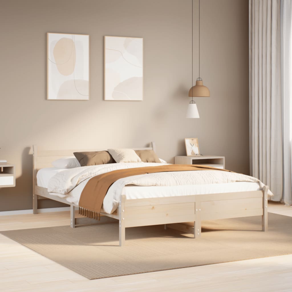 Letto senza Materasso 150x200 cm in Legno Massello di Pino - homemem39