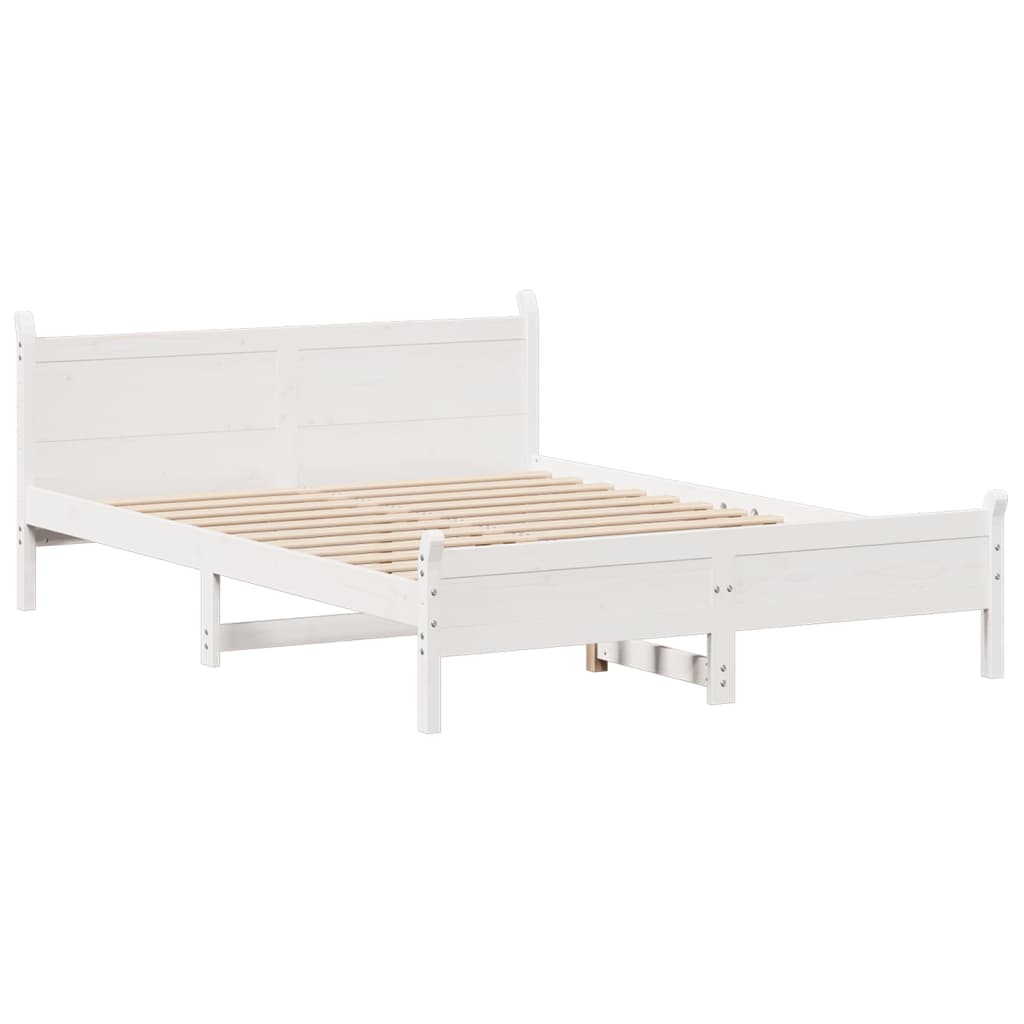Letto senza Materasso Bianco 150x200 cm Legno Massello di Pino | homemem39