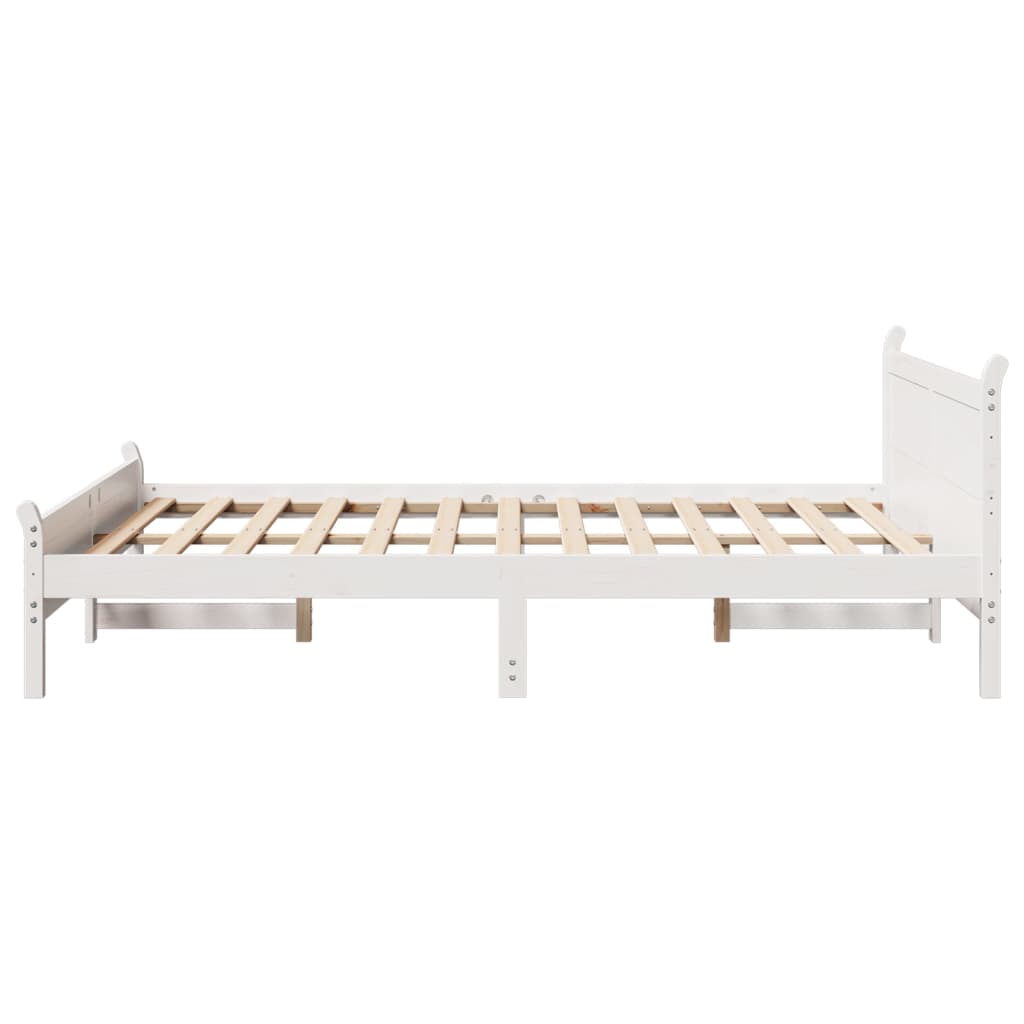 Letto senza Materasso Bianco 150x200 cm Legno Massello di Pino - homemem39
