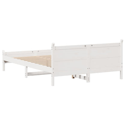 Letto senza Materasso Bianco 150x200 cm Legno Massello di Pino | homemem39