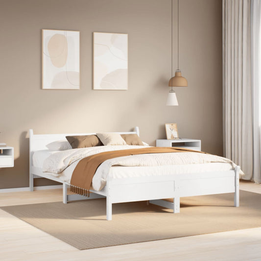 Letto senza Materasso Bianco 150x200 cm Legno Massello di Pino | homemem39
