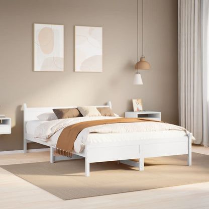 Letto senza Materasso Bianco 140x200 cm Legno Massello di Pino - homemem39