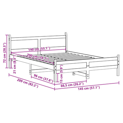 Giroletto senza Materasso Marrone Cera 140x200cm Massello Pino | homemem39