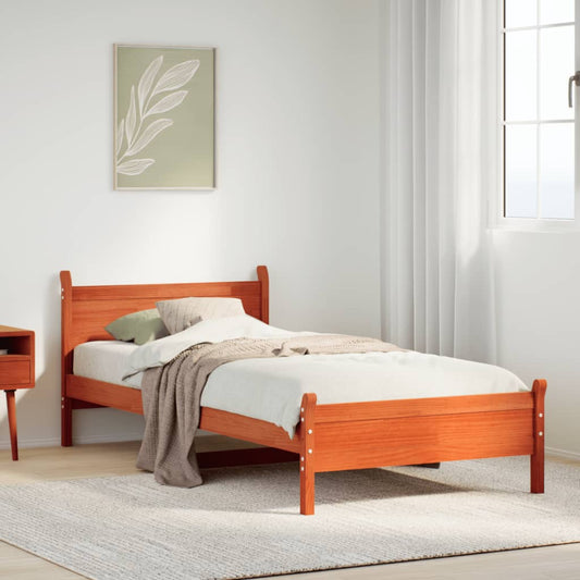 Letto senza Materasso Marrone Cera 100x200 cm in Legno di Pino | homemem39