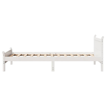 Letto senza Materasso Bianco 90x200 cm Legno Massello di Pino