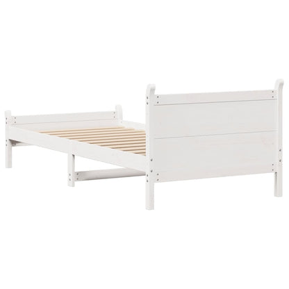 Letto senza Materasso Bianco 90x200 cm Legno Massello di Pino