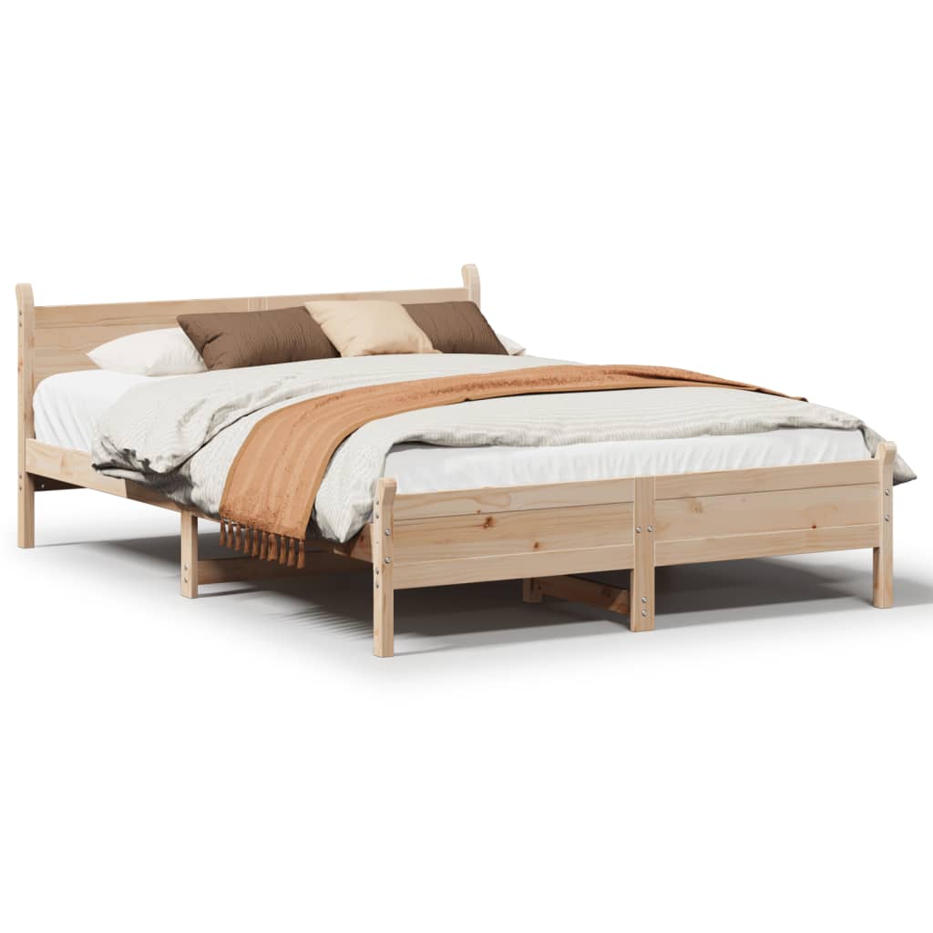 Letto senza Materasso 140x190 cm in Legno Massello di Pino - homemem39