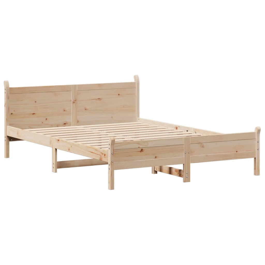 Letto senza Materasso 140x190 cm in Legno Massello di Pino - homemem39