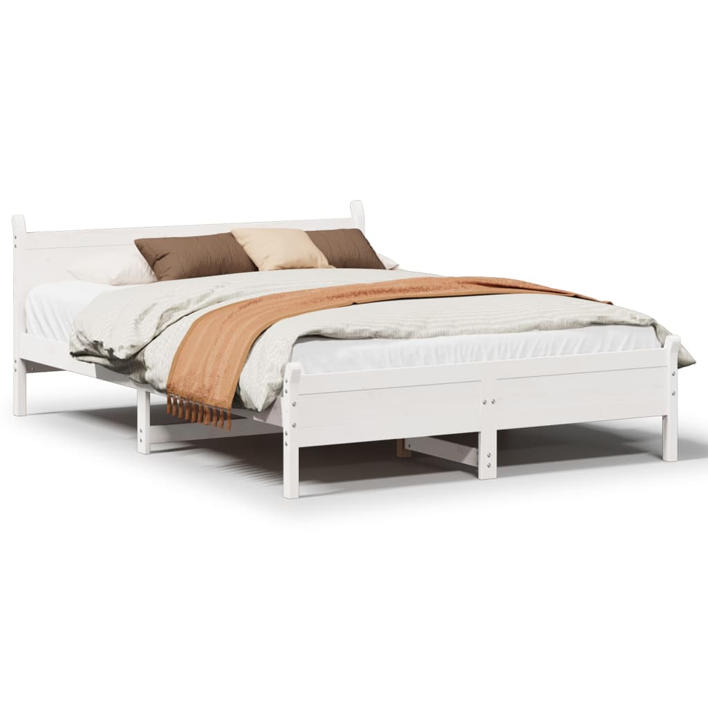 Letto senza Materasso Bianco 140x190 cm Legno Massello di Pino | homemem39