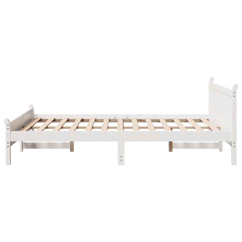 Letto senza Materasso Bianco 140x190 cm Legno Massello di Pino | homemem39