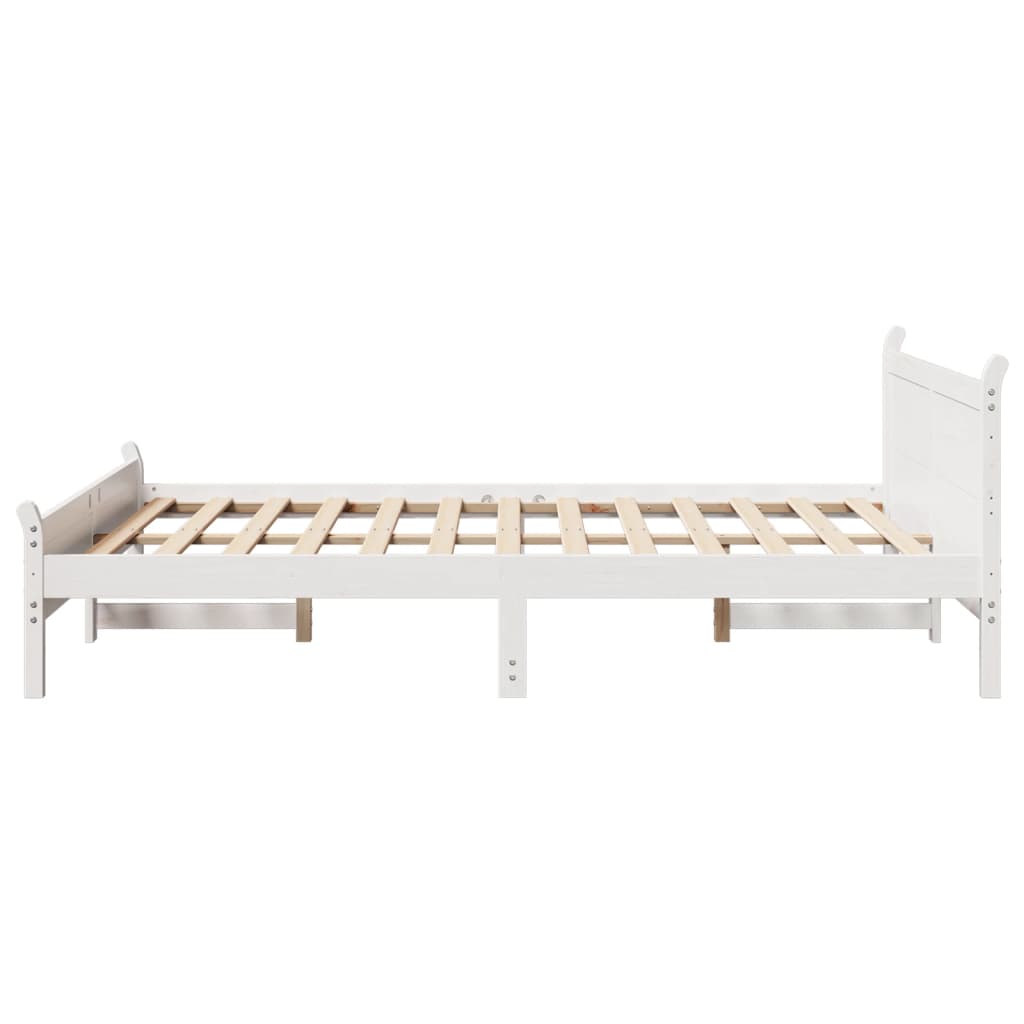Letto senza Materasso Bianco 135x190 cm Legno Massello di Pino - homemem39