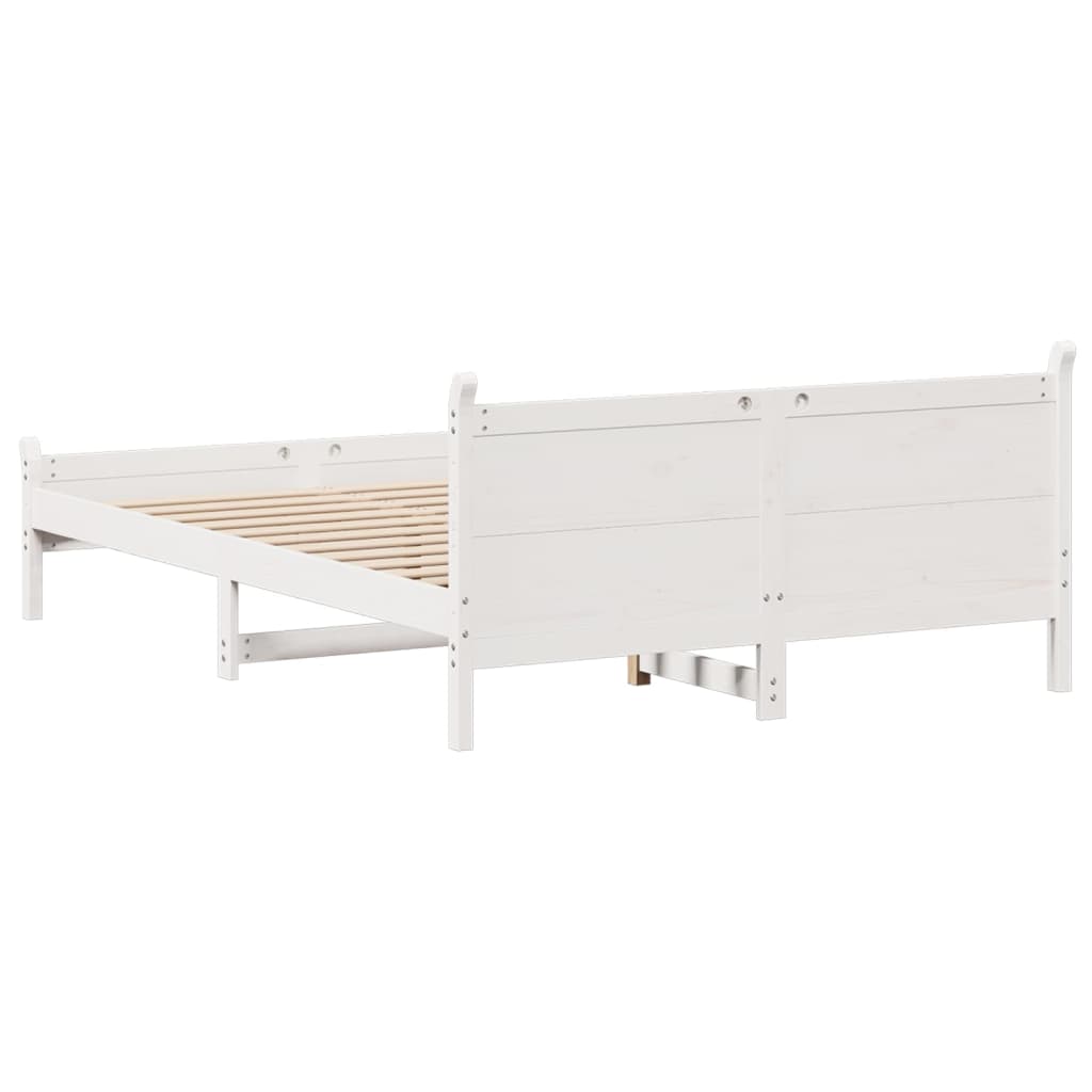 Letto senza Materasso Bianco 135x190 cm Legno Massello di Pino | homemem39