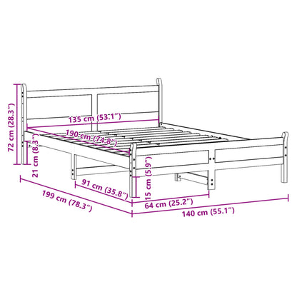 Letto senza Materasso Bianco 135x190 cm Legno Massello di Pino | homemem39