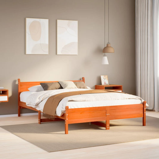 Letto senza Materasso Marrone Cera 135x190 cm in Legno di Pino | homemem39