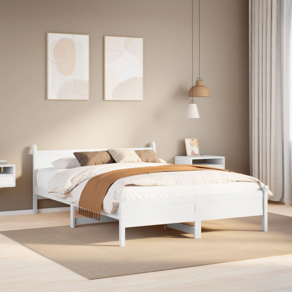 Letto senza Materasso Bianco 120x190 cm Legno Massello di Pino - homemem39