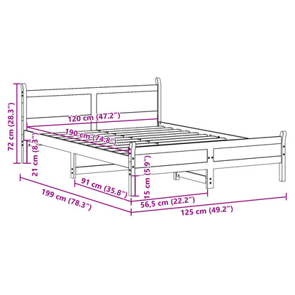 Letto senza Materasso Marrone Cera 120x190 cm in Legno di Pino | homemem39