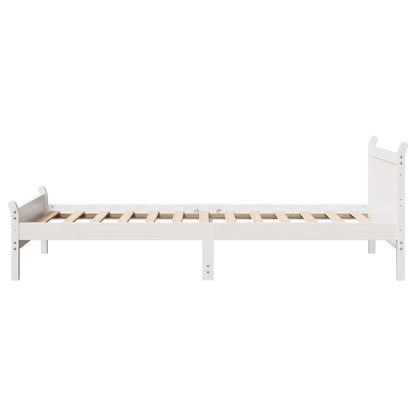 Letto senza Materasso Bianco 90x190 cm in Legno Massello Pino
