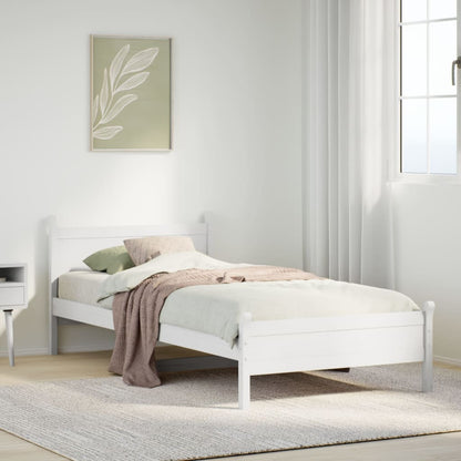 Letto senza Materasso Bianco 75x190 in Legno Massello di Pino - homemem39