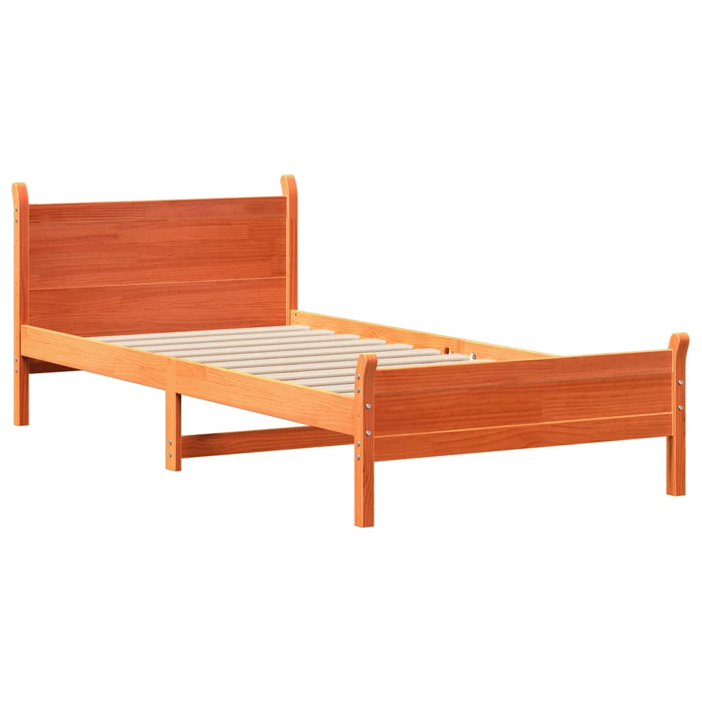 Letto senza Materasso Marrone Cera 75x190 cm in Legno di Pino | homemem39
