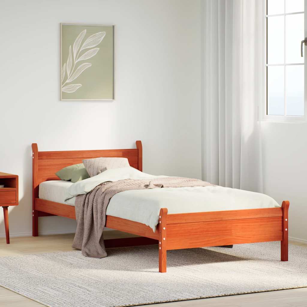 Letto senza Materasso Marrone Cera 75x190 cm in Legno di Pino | homemem39