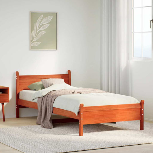Letto senza Materasso Marrone Cera 75x190 cm in Legno di Pino | homemem39