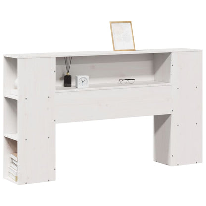 Testiera con Ripiani Bianca 160 cm in Legno Massello di Pino - homemem39