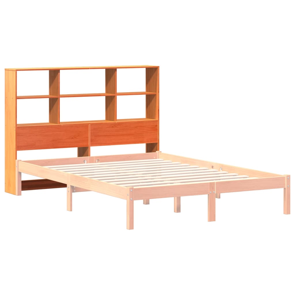Testiera con Ripiani Marrone Cera 120 cm in Legno di Pino | homemem39