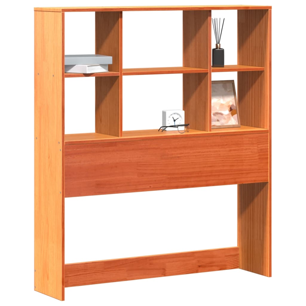 Testiera con Ripiani Marrone Cera 75 cm in Legno di Pino | homemem39