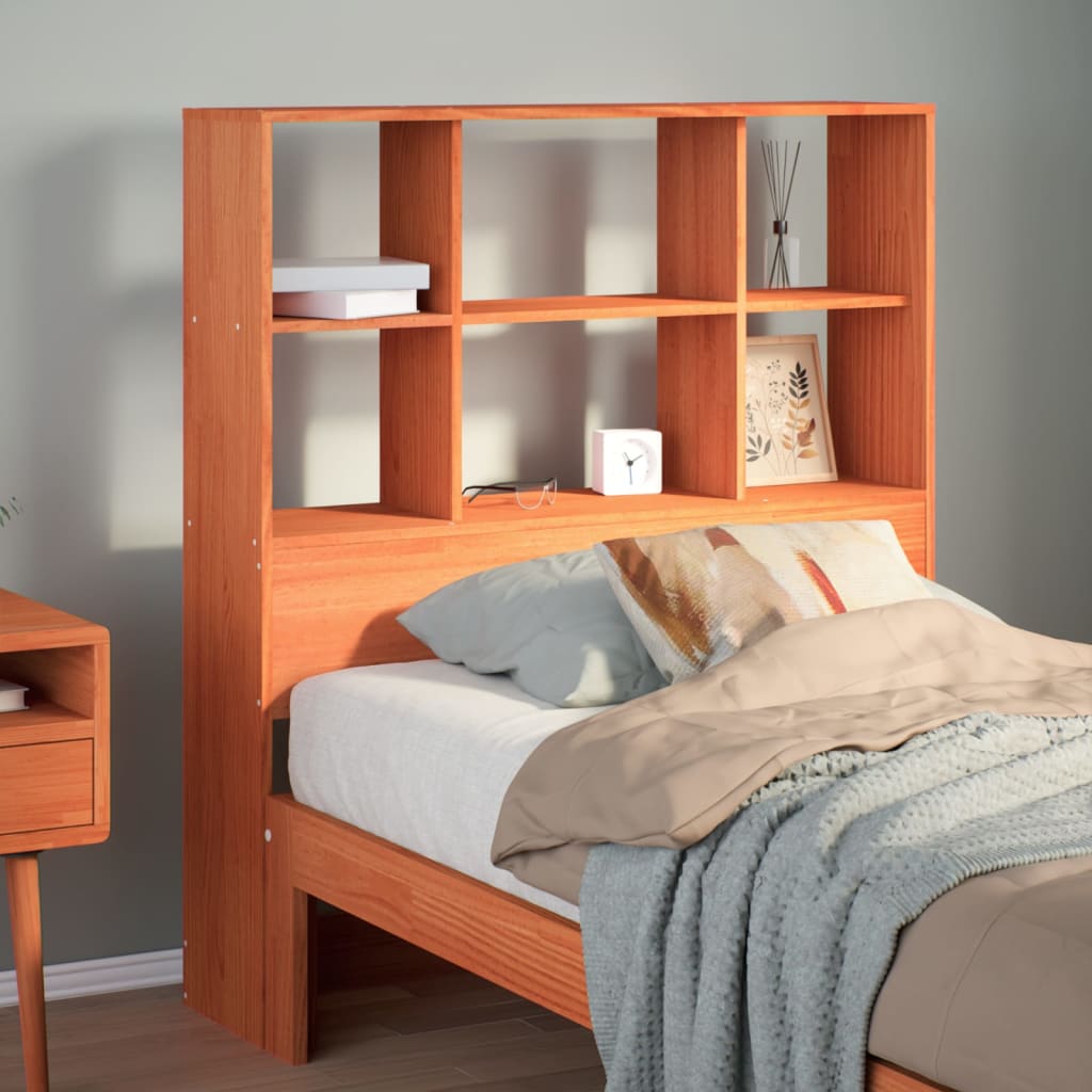 Testiera con Ripiani Marrone Cera 75 cm in Legno di Pino | homemem39