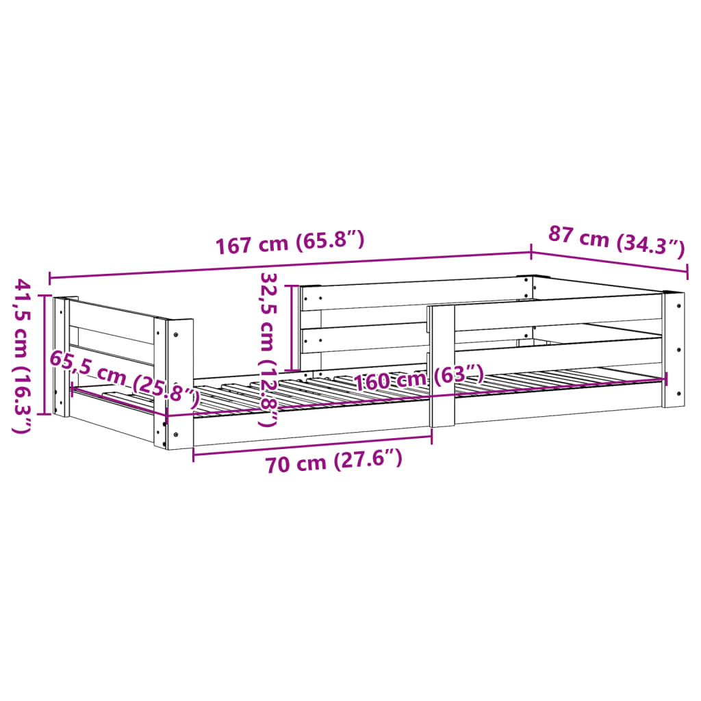 Giroletto senza materasso bianco 80x160 cm legno di pino | homemem39