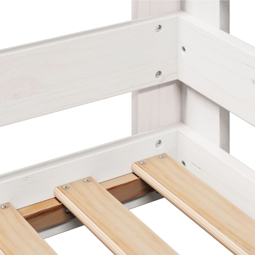Letto senza Materasso Bianco 75x190 in Legno Massello di Pino | homemem39