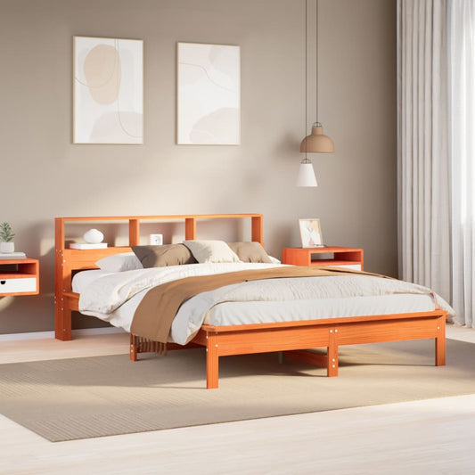 Letto Libreria senza Materasso Marrone Cera 120x200 cm in Pino | homemem39
