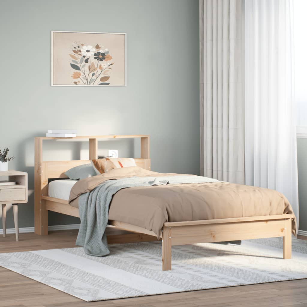Letto Libreria senza Materasso 100x200 cm in Legno di Pino - homemem39