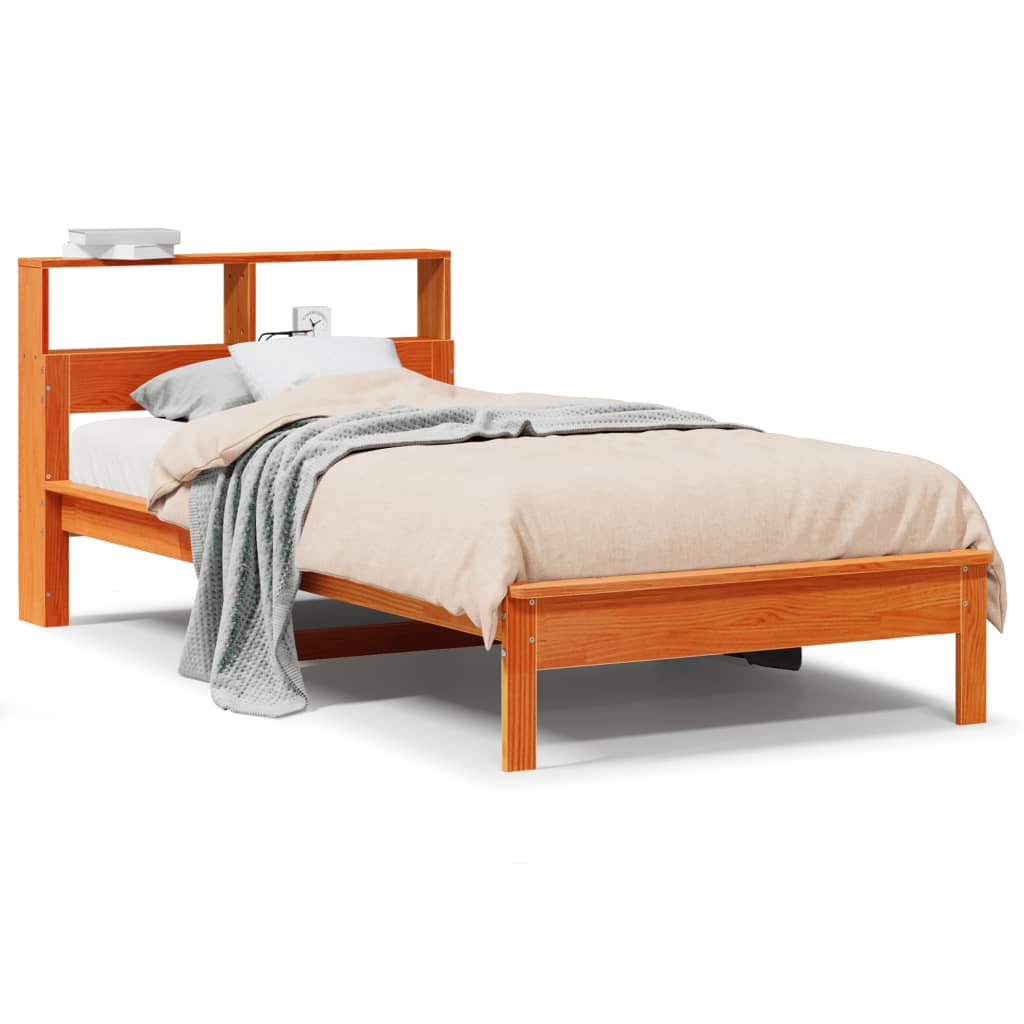 Letto Libreria senza Materasso Marrone Cera 100x200 cm in Pino | homemem39