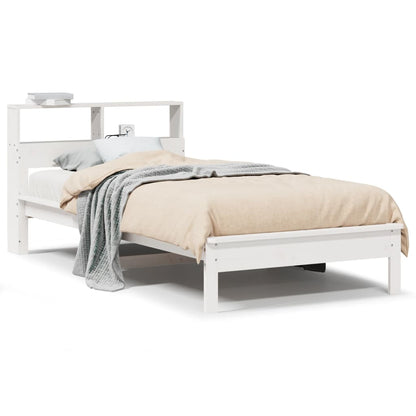 Letto Libreria senza Materasso Bianca 90x200 cm Legno di Pino | homemem39