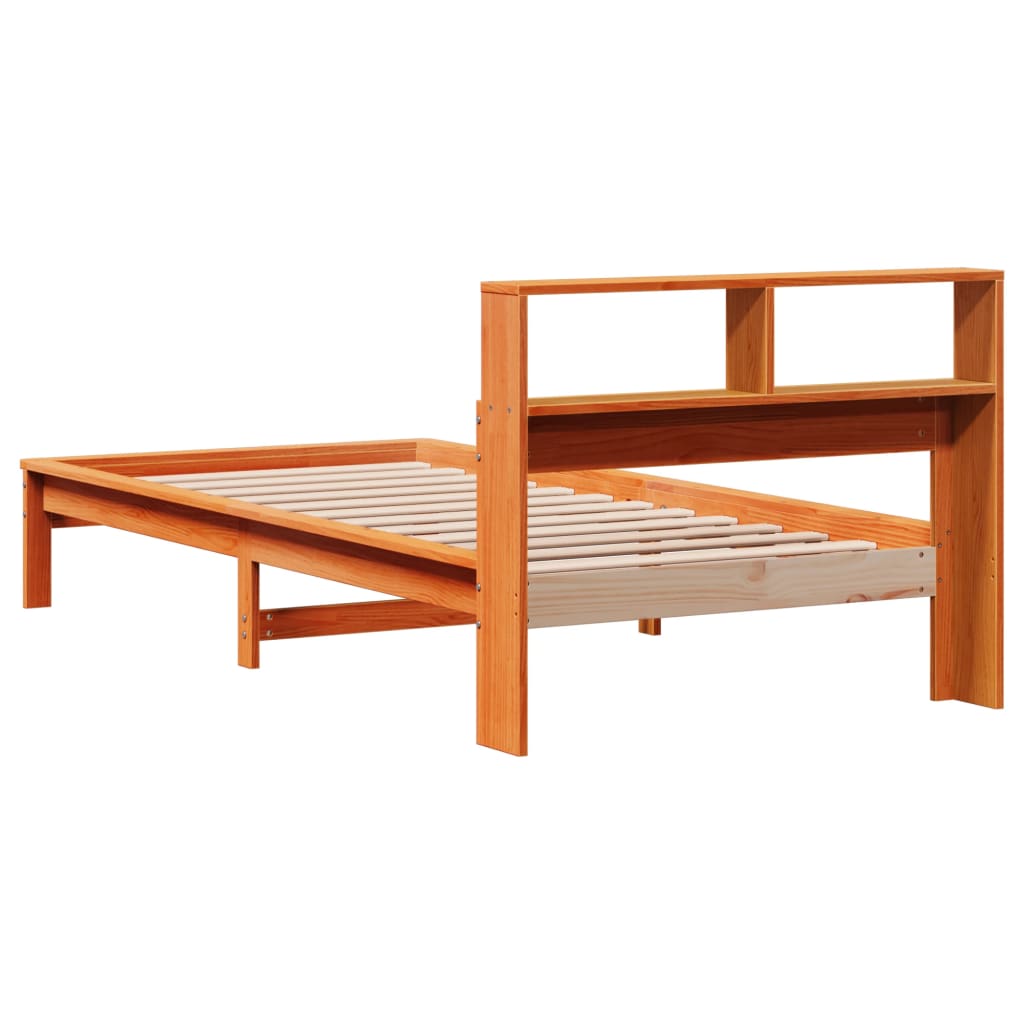 Letto Libreria senza Materasso Marrone Cera 90x200 cm in Pino - homemem39