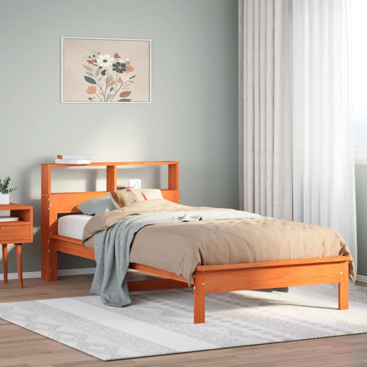 Letto Libreria senza Materasso Marrone Cera 90x200 cm in Pino | homemem39