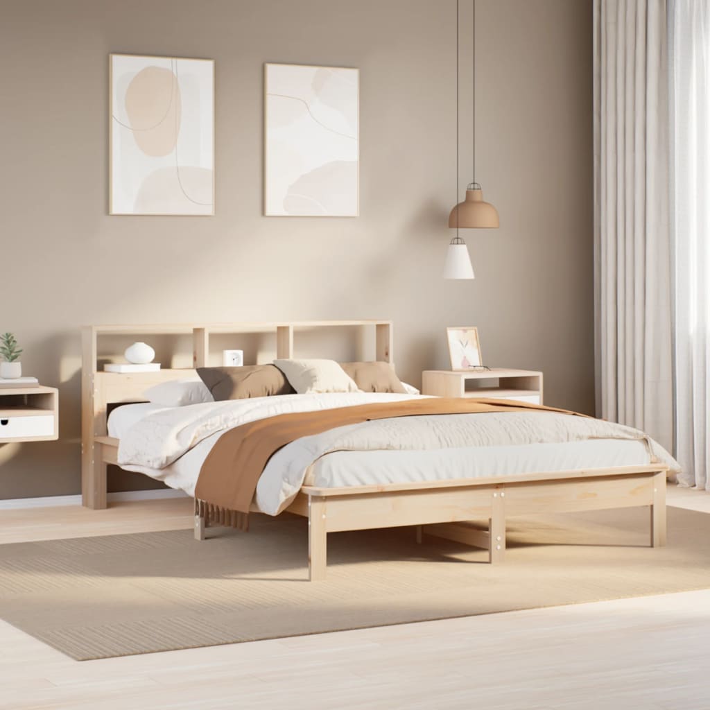 Letto Libreria senza Materasso 120x190 cm in Legno di Pino - homemem39