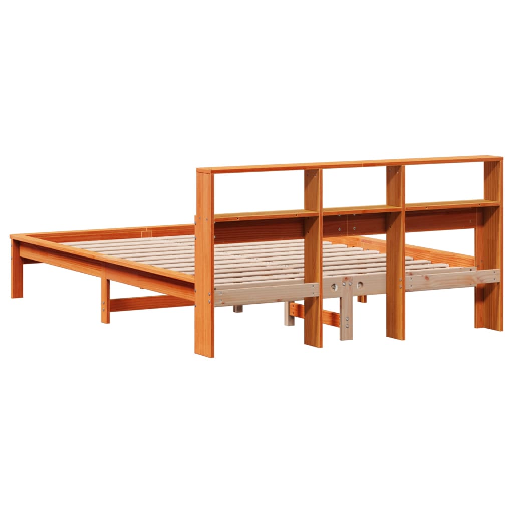 Letto Libreria senza Materasso Marrone Cera 120x190 cm in Pino | homemem39