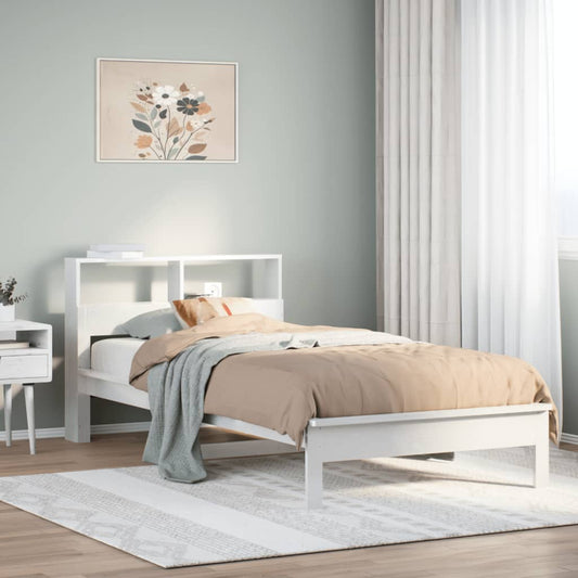 Letto Libreria senza Materasso Bianco 90x190 cm Massello Pino | homemem39