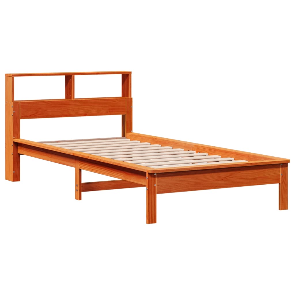 Letto Libreria senza Materasso Marrone Cera 90x190 cm in Pino - homemem39